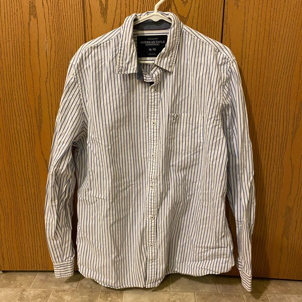 Men’s striped button down shirt